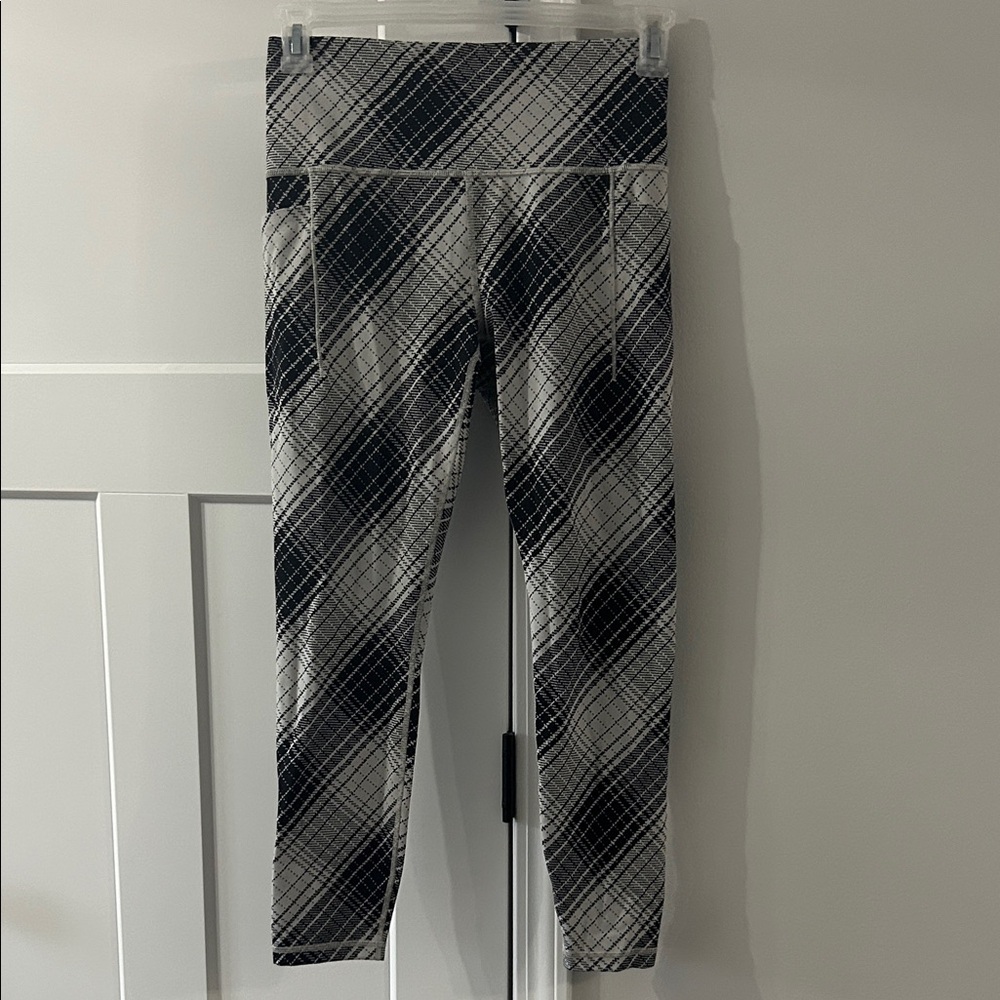 Athleta Plaid Leggings - Black and Gray and White